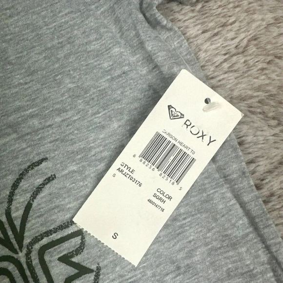 ROXY Women's T-Shirt Cotton Gray Tee Carson Heart New - Picture 3 of 12